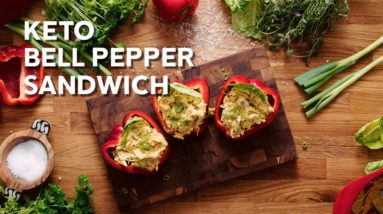 Keto chicken curry bell pepper sandwich