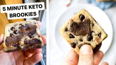 Keto Brookies In 5 Minutes | Gluten Free, Sugar Free, Healthy Cookie Brownie Bars